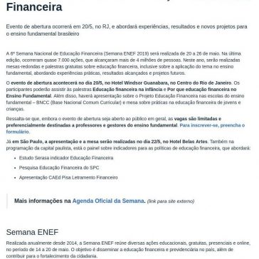 6ª Semana Nacional de Educação Financeira- Cvm