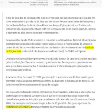 Sem nomeações, conselho estadual de patrimônio está parado há 46 dias em SP – Metrô News