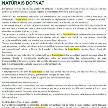 DUAS RODAS REFORÇA PORTFÓLIO DE SOLUÇÕES INSPIRADAS NA NATUREZA E LANÇA PLATAFORMA DE INGREDIENTES NATURAIS DOTNAT – Aditivos & Ingredientes