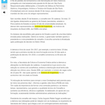 Sem nomeações, conselho estadual de patrimônio está parado há 46 dias em SP – UOL