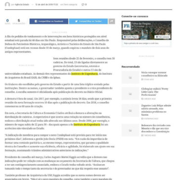 Sem nomeações, conselho estadual de patrimônio está parado há 46 dias em SP – Folha da Região (On-line)