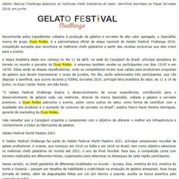 DUAS RODAS PATROCINA PRINCIPAL CAMPEONATO MUNDIAL DE GELATO PROFISSIONAL – Aditivos & Ingredientes