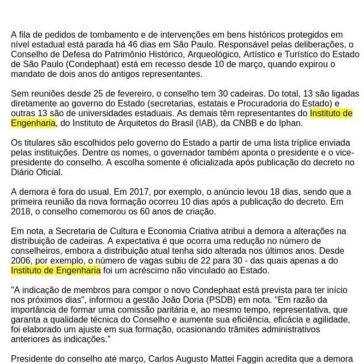 Sem nomeações, conselho estadual de patrimônio está parado há 46 dias em SP – Guarulhos Web