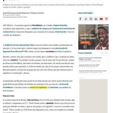 Para Marinho, CCJ não teve ‘melhor dos desfechos’, mas ele e Guedes avaliam como positiva- O Estado de S. Paulo (Online)