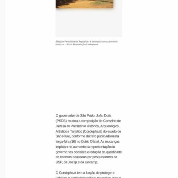 Dória muda Condephaat, aumenta participação do governo e reduz a de universidadades- Agentes na Net