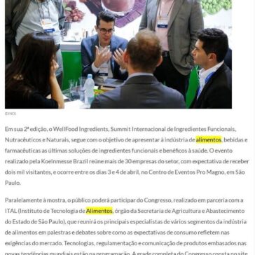 2ª edição do Wellfood Ingredients traz as mais recentes soluções para a indústria de alimentos e bebidas funcionais e saudáveis – Negócios em Foco
