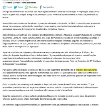 Novas regras anti-incêndio em SP aumentam função preventiva de bombeiros- Portal do Holanda