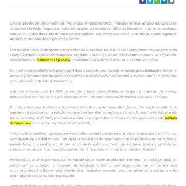 Sem nomeações, conselho estadual de patrimônio está parado há 46 dias em SP -TV Vertentes