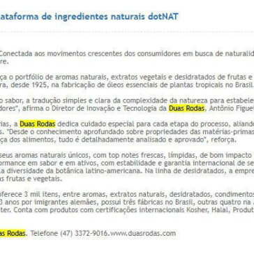 nbe ECO/ PRNewswire – Duas Rodas lança plataforma de ingredientes naturais dotNAT – Agência o Globo