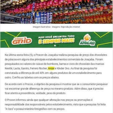 Procon de Joaçaba constata diferença de até 40% no preço dos ovos e chocolates de páscoa – Eder Luiz