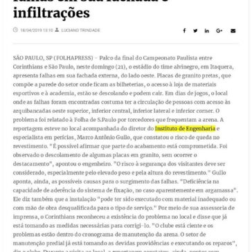 Estádio do Corinthians apresenta falhas em sua fachada e infiltrações- O Imparcial