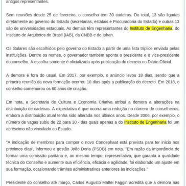Sem nomeações, conselho estadual de patrimônio está parado há 46 dias em SP – Correio do Papagaio