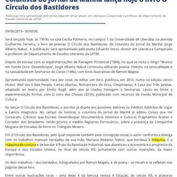 Colunista do Jornal da Manhã lança hoje o livro O Círculo dos Bastidores – JM On-line
