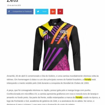 Em homenagem ao Dia do Goleiro, Penalty resgata camisa histórica do Zetti -Grandes Nomes da Propaganda