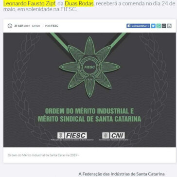 Jaraguaense é indicado para a Ordem do Mérito Industrial da FIESC – Jaraguá AM