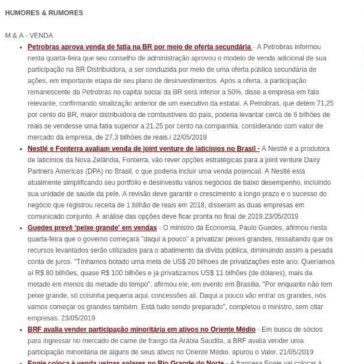 Destaques da semana 20 a 26/mai/2019 -Fusões & Aquisições