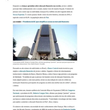 Banco Central estuda incentivos para disseminar a educação financeira no Brasil -O Estado de S. Paulo (Online)