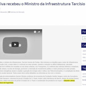 Roda Viva recebeu o Ministro da Infraestrutura Tarcísio Gomes de Freitas- ABIFER
