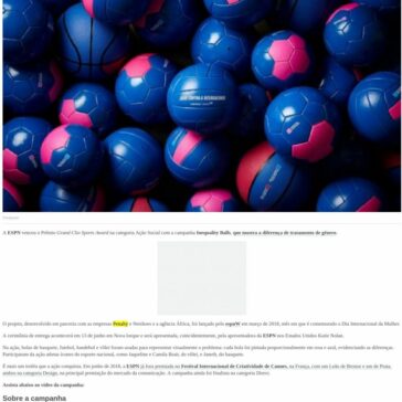 ESPN ganha prêmio internacional por campanha Inequality Balls, que combate desigualdade de gênero no esporte -ESPN Brasil