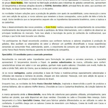 Fispal Sorvetes: Duas Rodas apresenta 20 lançamentos inovadores para o mercado de gelados comestíveis – FiB