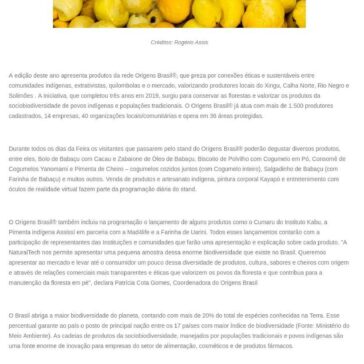 GASTRONOMIA: 15ª edição da Naturaltech apresenta produtos Origens Brasil(R)