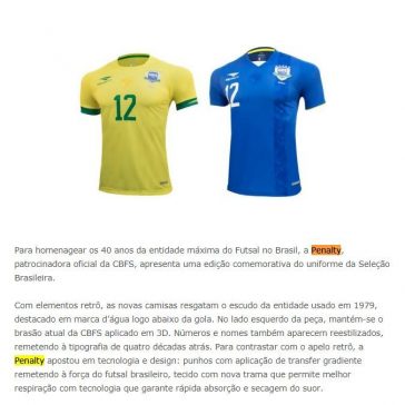 Nova camisa da Seleção Brasileira de Futsal celebra os 40 anos da CBFS- Grandes Nomes da Propaganda