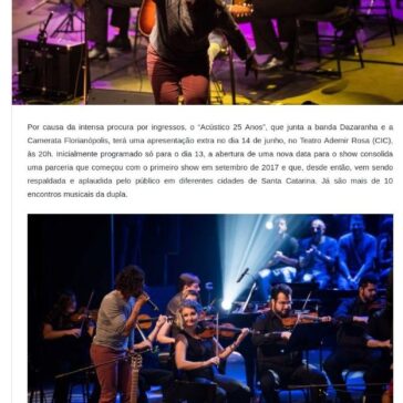 Acústico 25 anos – Dazaranha & Camerata no CIC -Ego Notícias