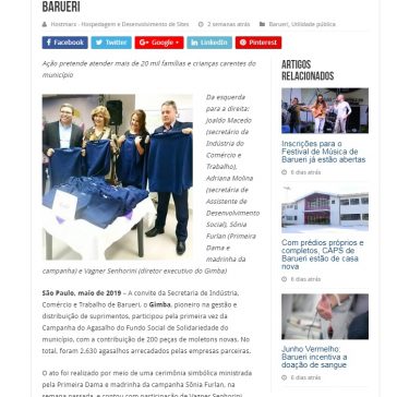 Gimba contribui com Campanha do Agasalho do Fundo Social de Barueri- Alpha Times