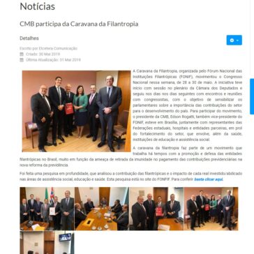 CMB participa da Caravana da Filantropia -CMB Confederação Nacional das Santas Casas