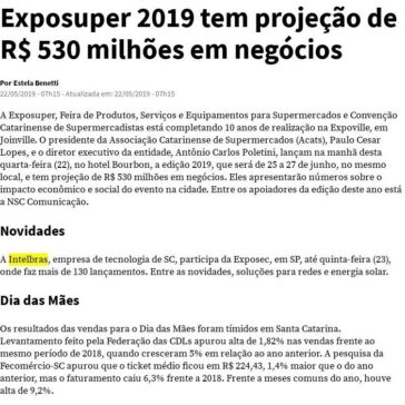 Exposuper 2019 tem projeção de R$ 530 milhões em negócios -NSC Total