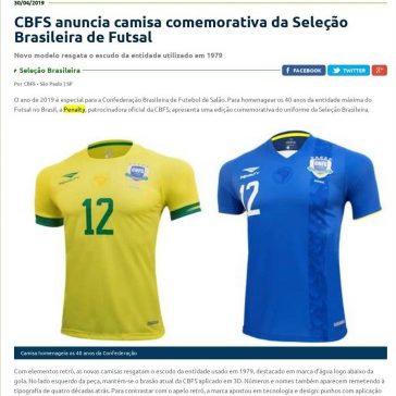 CBFS anuncia camisa comemorativa da Seleção Brasileira de Futsal- LNF