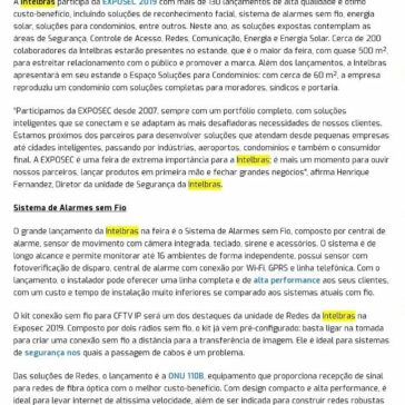 Intelbras apresenta soluções mais de 130 lançamentos na Exposec 2019 -Blog do Moreira