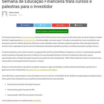Semana de Educação Financeira trará cursos e palestras para o investidor- Arena do Pavini