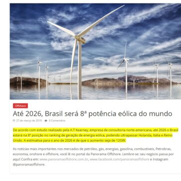 Até 2026, Brasil será 8ª potência eólica do mundo- Panorama Offshore