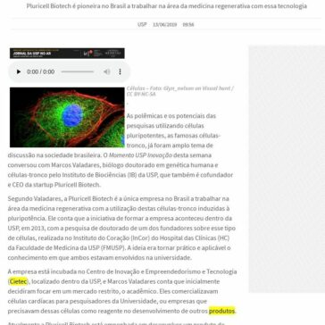 Startup se destaca ao desenvolver produtos a partir de células-tronco- Folha MT