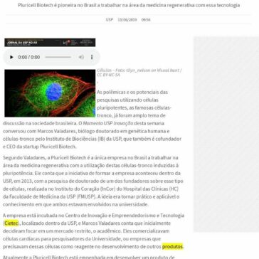 Startup se destaca ao desenvolver produtos a partir de células-tronco- Folha PA