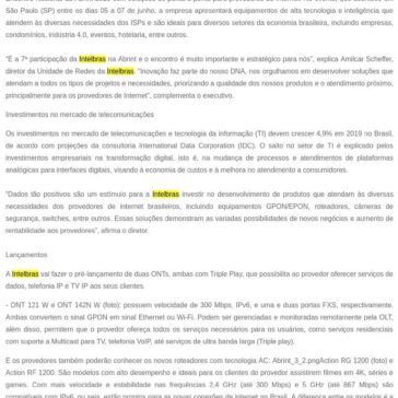 Intelbras apresenta soluções completas para provedores na Abrint 2019- SEGS