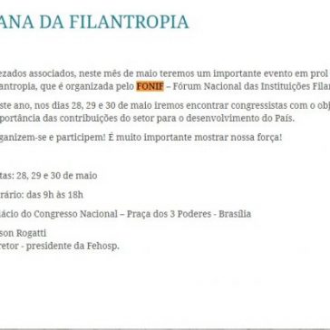 PARTICIPE DA CARAVANA DA FILANTROPIA- Fehosp