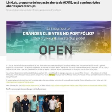 LinkLab, programa de inovação aberta da ACATE, está com inscrições abertas para startups – Acate