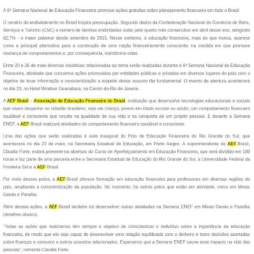 AEF-Brasil realiza ações durante a 6ª Semana ENEF- SEGS