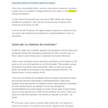 99, Nubank e mais: USP formou dez dos 16 fundadores de unicórnios do Brasil- UOL