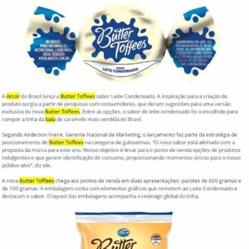 Arcor lança Butter Toffees sabor Leite Condensado – EmbalagemMarca