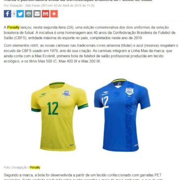Penalty homenageia os 40 anos da CBFS em camisas da seleção- Máquina do Esporte