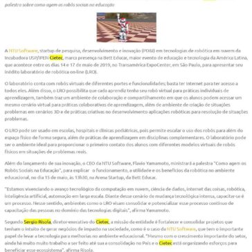 NTU Software lança laboratório de robótica on-line na Bett Educar- Agência USP de Inovação
