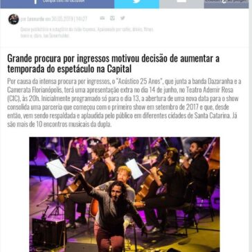 Agenda: Dazaranha & Camerata farão show extra do “Acústico 25 Anos”- Itapema FM