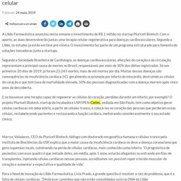 Libbs investe US$ 1 milhão em startup para promover estudos em terapia celular- Panorama Farmacêutico