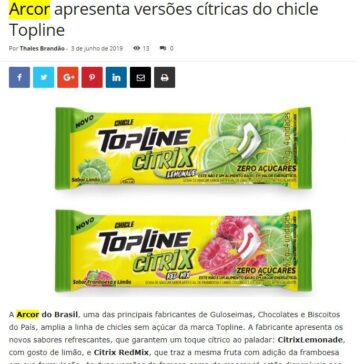 Arcor apresenta versões cítricas do chicle Topline – Cidade Marketing