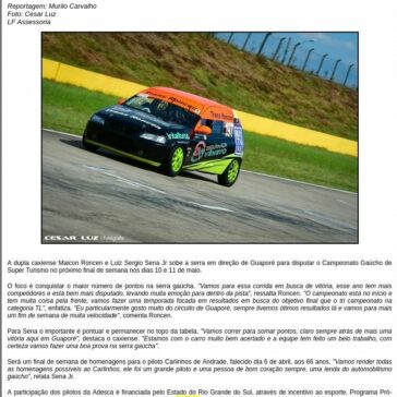 Dupla Roncen / Sena busca a vitória em Guaporé no CGST -Motor Online