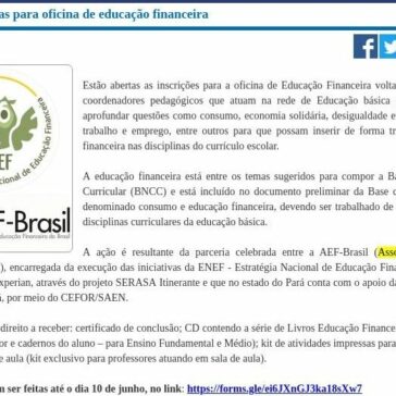 Inscrições abertas para oficina de educação financeira -Secretaria de Estado de Educação