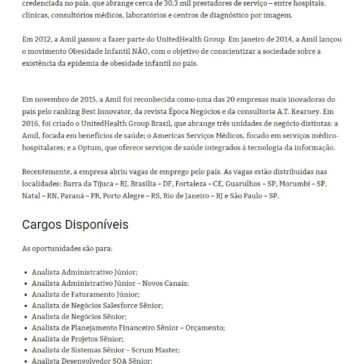 Amil abre diversas vagas de emprego em SP, RJ, CE, PR, RN e RS!- Boa Informação